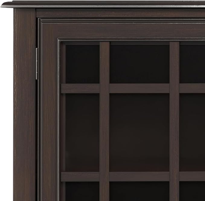 SIMPLIHOME Connaught SOLID WOOD 60 inch Wide Traditional Wide Storage Cabinet in Chestnut Brown for The Living Room, Entryway and Family Room - LeafyLoom