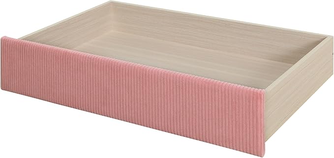 Twin Size Upholstered Daybed with 2 Storage Drawers, Corduroy Sofa Bed Frame for Living Room, Bedroom, Wood Slat Support, Pink - LeafyLoom