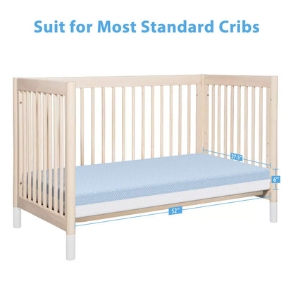 Crib Mattress, Dual Sided Comfort Memory Foam Toddler Bed Mattress, Triple-Layer Breathable Premium Baby Mattress for Infant and Toddler w/Removable Outer Cover - White&Blue - LeafyLoom