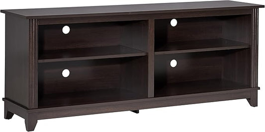 ROCKPOINT 58inch TV Stand for TVs to 55, 65 Inch Flat Screen, Home Living Room Storage Console, Entertainment Center with 4 Open Storage Shelves, TV Console Table (Espresso) - LeafyLoom