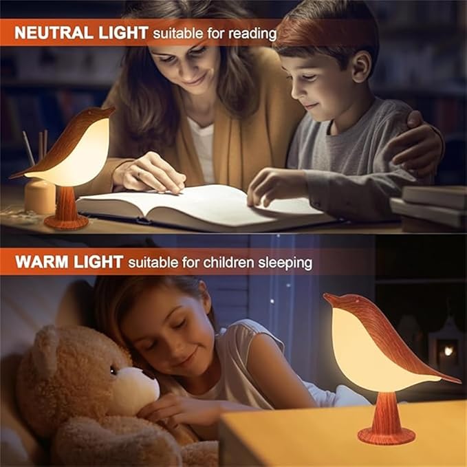 FUYUNXIN Bird Lamp Bedside Lamps - Rechargeable Cordless Table Lamp with 3 Color Temperatures and Touch Sensor - Perfect for Bedroom Nightstand (Red) - LeafyLoom