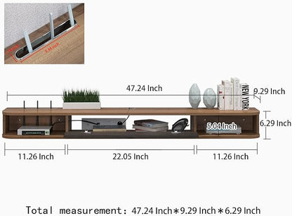 Pmnianhua Floating TV Shelf, 47'' Wall Mounted TV Stand Floating TV Console Media Entertainment Under TV Shelf for Bedroom Livingroom (Walnut) - LeafyLoom