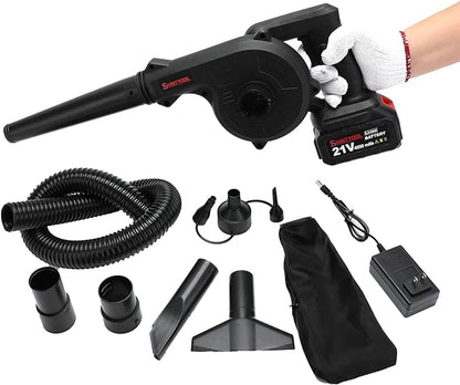 Mini Blower Black,2- in-1 Cordless Small Blower with 21v Lithium Battery,Compact Blower for Inflating,Blowing Leaf,Clearing Dust & Small Trash,Car,Computer Host,Hard to Clean Corner by SHINTYOOL - LeafyLoom