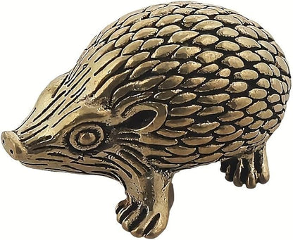 Vintage Solid Brass Hedgehog Figurine - Charming Desk Decor for Collectors - Perfect Home or Office Accent(Hedgehog) - LeafyLoom