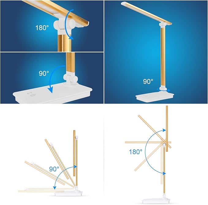 Desk Lamps for Home Office Dimmable LED Desk Lamp with USB Charging Port, Eye Caring Table Lamp, Touch Control with 5 Lighting Modes 3 Level Brightness - LeafyLoom