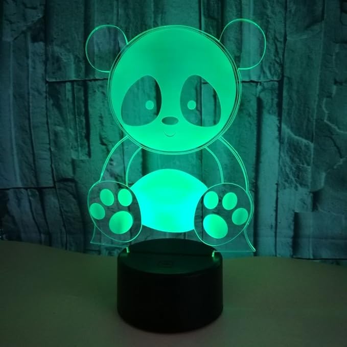 Optical Illusion 3D Panda Night Light 16 Colors Changing USB Power Remote Control Touch Switch Decor Lamp LED Table Desk Lamp Children Kids Christmas Xmas Brithday Gift - LeafyLoom