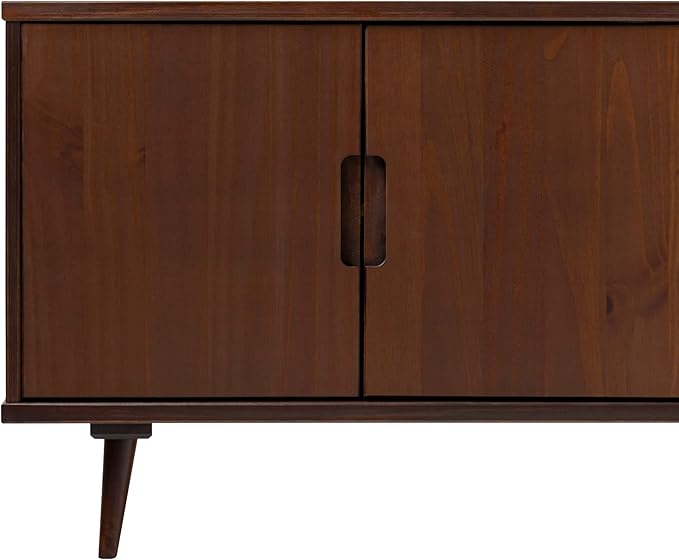 Walker Edison Genia Mid-Century Modern Solid Wood Stand for TVs up to 65 Inches, Walnut - LeafyLoom