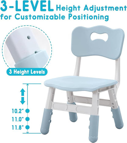 Kids Chair Height Adjustable Toddler Chair Max Load 220LBS Plastic Indoor Outdoor Chair for Children Age 1-6 School Home Daycare Use Bluegrey - LeafyLoom