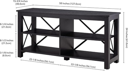 Henn&Hart Rectangular TV Stand for TV's up to 55" in Black, TV Stands for the Living Room - LeafyLoom