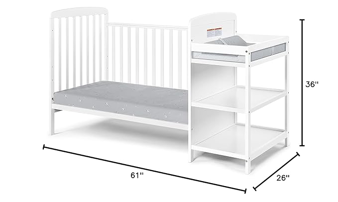 Suite Bebe Ramsey 3 in 1 Convertible Crib and Changer in White - LeafyLoom