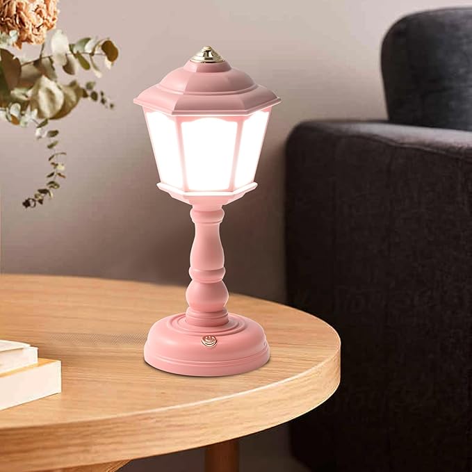 Mini Desk lamp Vintage, LED Desk Lamp Dimmable Table Lamp Reading Lamp with USB Charging Port, Sensitive Control, Eye-Caring Office Lamp,Very beautiful decorative desk lamp (Pink) - LeafyLoom