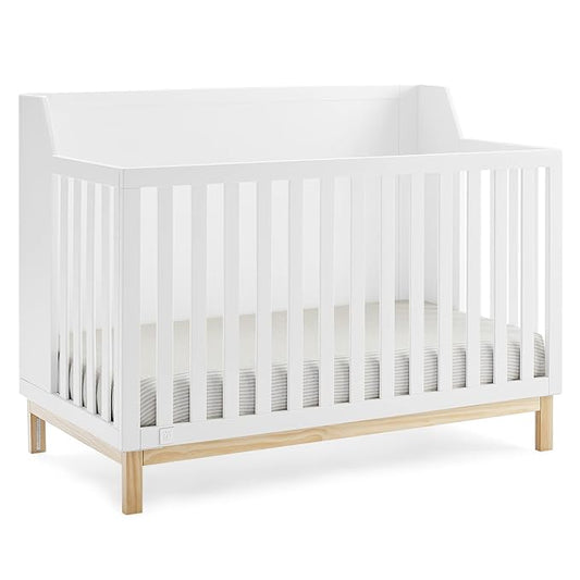 GAP babyGap Oxford 6-in-1 Convertible Crib - Greenguard Gold Certified, Bianca White/Natural - LeafyLoom