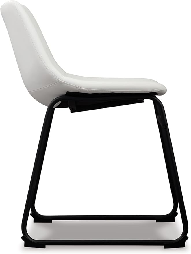 Signature Design by Ashley Centiar Urban Industrial Faux Leather 18.75" Bucket Dining Chair, 2 Count, White - LeafyLoom