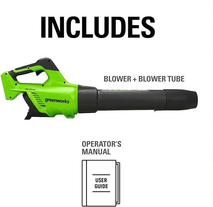 Greenworks 40V (130 MPH / 550 CFM / 75+ Compatible Tools) Cordless Brushless Axial Leaf Blower, Tool Only - LeafyLoom