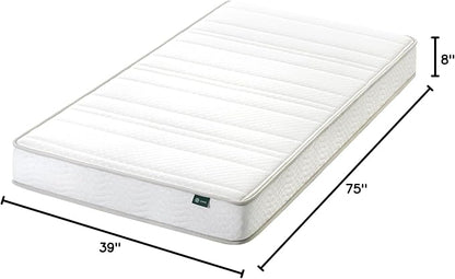 Zinus 8 Inch Foam and Spring Hybrid Mattress [New Version], Twin, Fiberglass free, Medium Firmness, Durable Support, Certified Safe Foams & Fabric, Mattress in A Box - LeafyLoom