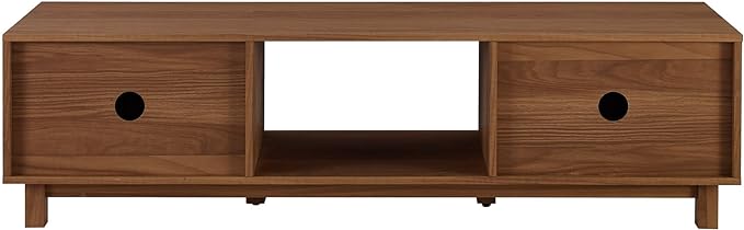 Walker Edison Walton Modern Fluted-Door Low Stand for TVs up to 65 Inches, 58 Inch, Mocha - LeafyLoom