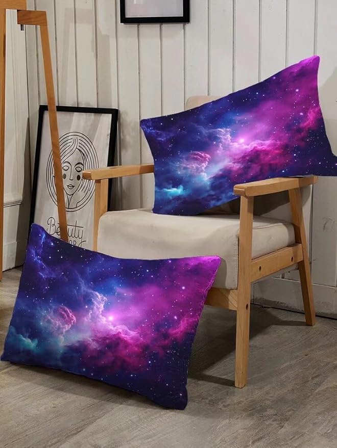 Galaxy Comforter Sets Queen Size Purple Outer Space Bedding Set for Teen Girls Boys Kids Children Bedroom Dorm Quilt 1 Comforter + 2 Pillow Cases - LeafyLoom