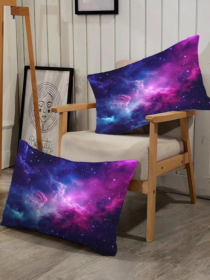 Galaxy Bedding Twin Size Purple Outer Space Comforter Set for Girls Boys Kids Children Bedroom Dorm Quilt 1 Comforter + 1 Pillow Case - LeafyLoom