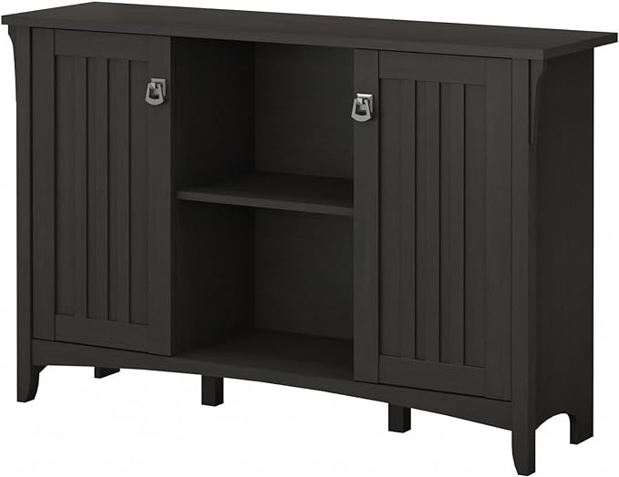 Bush Furniture Salinas Accent Storage Cabinet with Doors in Vintage Black - LeafyLoom