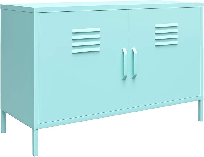 Novogratz Cache 2 Door Metal Locker Accent, Mint Cabinet - LeafyLoom