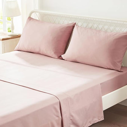 Anluoer Twin Comforter Set 5 Piece, Pink Bed in a Bag with Sheets, All Season Ruffle Shabby Chic Bedding Sets with 1 Comforter, 1 Pillow Sham, 1 Pillowcase, 1 Flat Sheet, 1 Fitted Sheet - LeafyLoom