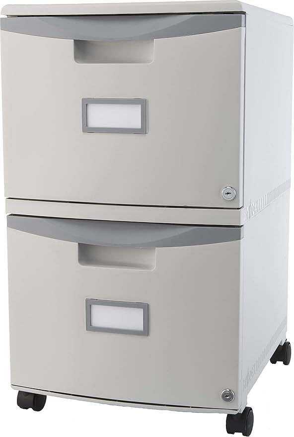 Storex 61310A01C File Cabinet, 1-Pack, Grey/Dark Grey - LeafyLoom