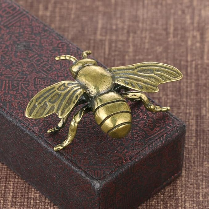 Vintage Solid Brass Bee Figurine - Adorable Desk Decor for Collectors - Perfect Home or Office Accent(Bee) - LeafyLoom