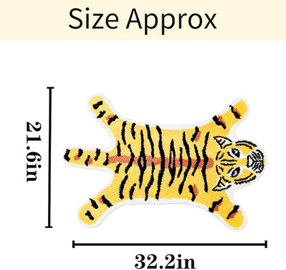 Tiger Shaped Bath Mat for Bathroom Cute Animals Yellow Tiger Cartoon Bath Rug Non-Slip Absorbent Bathtub Rug for Bathroom Tub Door Mat Soft Bathmat Home Decor - LeafyLoom