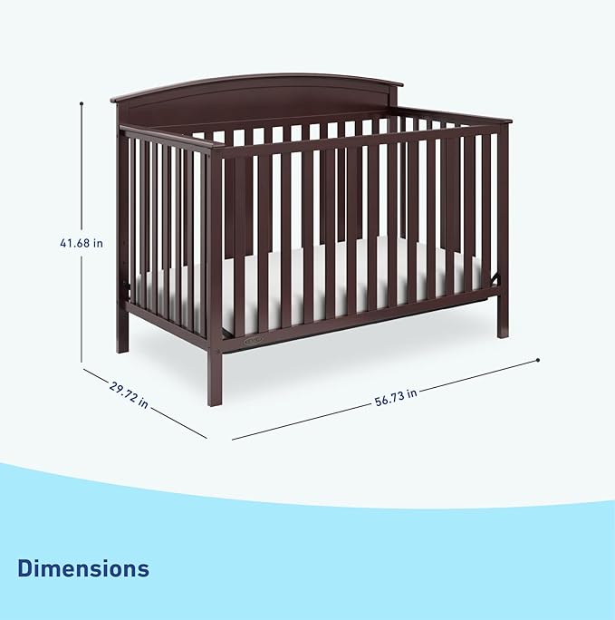 Graco Benton 5-in-1 Convertible Crib (Espresso) – GREENGUARD Gold Certified, Converts from Baby Crib to Toddler Bed, Daybed and Full-Size Bed, Fits Standard Full-Size Crib Mattress - LeafyLoom