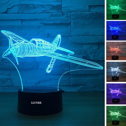 Visual 3D Night light Desk Lamp Plane Aircraft Airplain toys Table decoration household accessories Kids gift boys festival - LeafyLoom