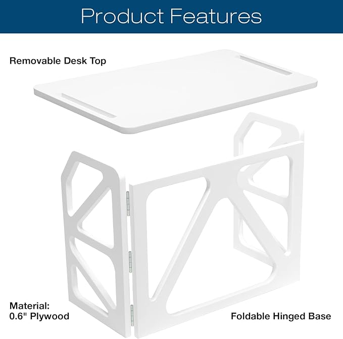 EXCELLO GLOBAL PRODUCTS Stow Away Desk with 30" x 47" Writing Surface: Perfect for Apartments, Dorms, Small Spaces and Work from Home (White) - LeafyLoom