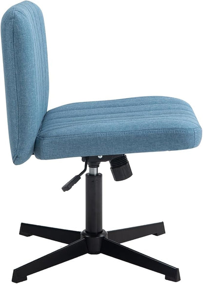 Panana Office Chair Fabric Padded Seat Armless Desk Chair Swivel Computer Task Chair Mid-Back No Wheels Accent Chair (Blue) - LeafyLoom