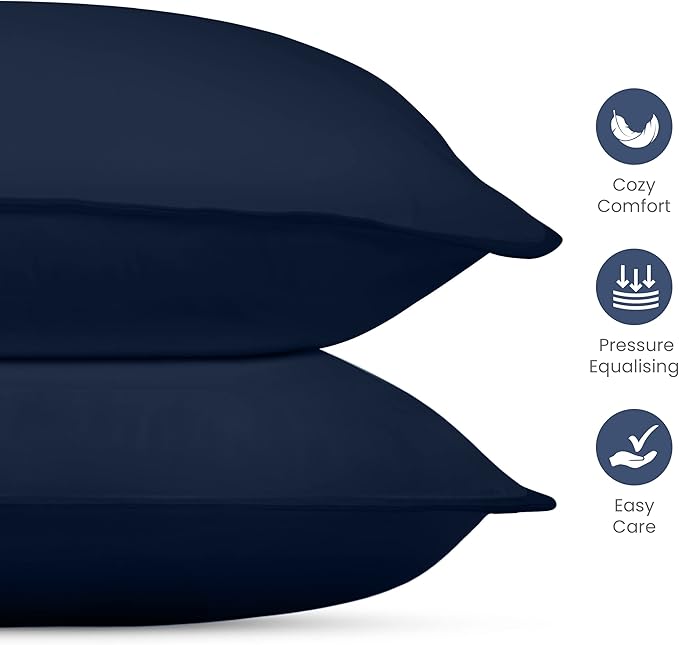 Utopia Bedding Bed Pillows for Sleeping (Navy), Standard Size, Set of 2, Hotel Pillows, Cooling Pillows for Side, Back or Stomach Sleepers - LeafyLoom