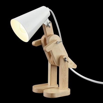 Globe Electric 56107 Terry Dinosaur 10" Wooden Desk Lamp, White Shade, in-Line On/Off Rocker Switch - LeafyLoom