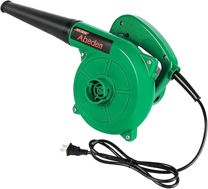 Corded Electric Leaf Blower,2 in 1 Small Handheld Lightweight Sweeper/Vacuum,110V 400W Portbale Blower for Leaf/Snow/Dust Blowing (Green) - LeafyLoom