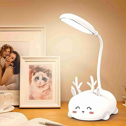 Kids Lamp, Cute LED Desk Lamp for Kids, Mini Animal Night Light, USB Rechargeable Flexible Cartoon Lamp Eye-Care Lighting for Bedroom (Deer B, Pink) - LeafyLoom