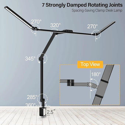 Micomlan 36W Bright Led Desk Lamp with Clamp, 47 Inches Long Architect Desk Lamp Home Office, Dimmable Desk Light with Remote Adjustable Monitor Light Bar Tall Office Light for Computer Table Desktop - LeafyLoom