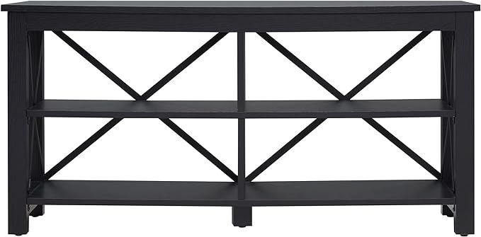 Henn&Hart Rectangular TV Stand for TV's up to 55" in Black, TV Stands for the Living Room - LeafyLoom