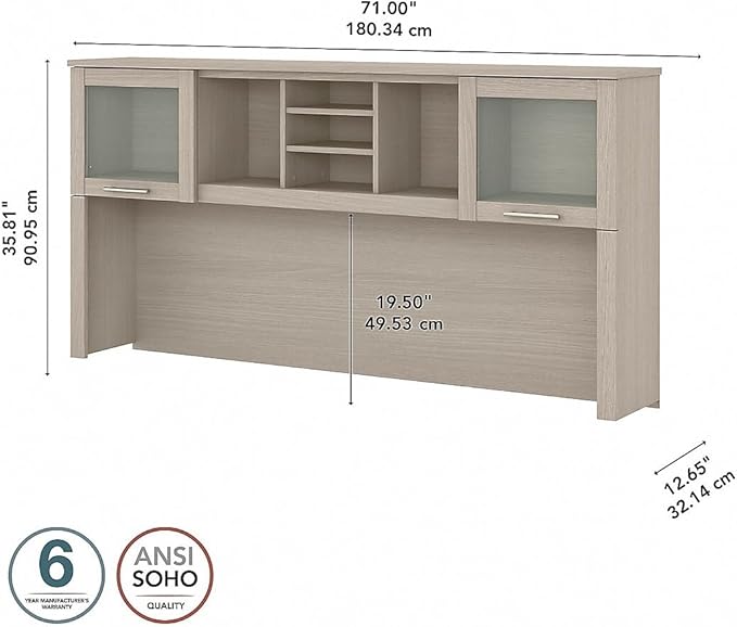 Bush Furniture Somerset 72W Desk Hutch in Sand Oak - LeafyLoom