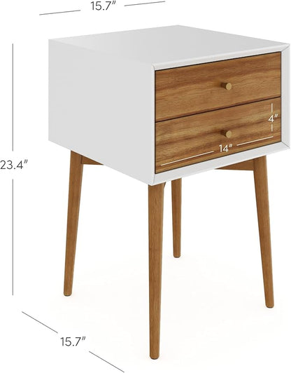 Nathan James Harper Modern Nightstand Side Accent or End Table with Storage Drawer, 1, White/Brown - LeafyLoom