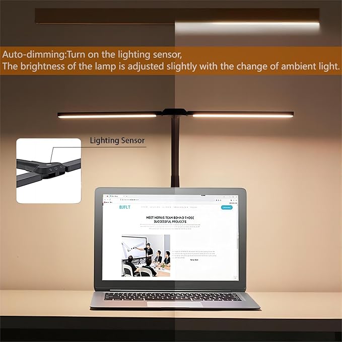 LED Desk Lamp for Office Home,24W Double Head Architect Desk Lamp with Clamp,Remote Control,Ultra Bright Auto Dimming,Stepless Lighting,Flexible Gooseneck Dimming Table Light - LeafyLoom