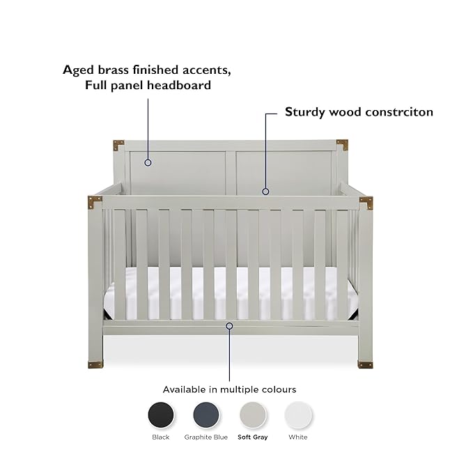 Baby Relax Miles 5-in-1 Convertible Crib for Nursery, Soft Gray - LeafyLoom