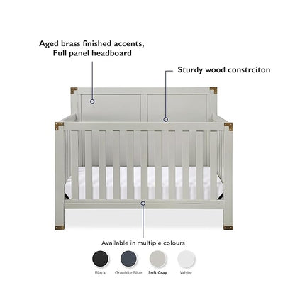 Baby Relax Miles 5-in-1 Convertible Crib for Nursery, Soft Gray - LeafyLoom