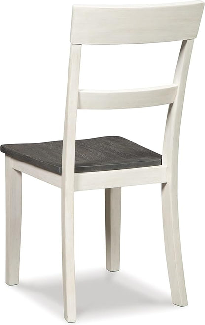 Signature Design by Ashley Nelling Modern Farmhouse 18" Weathered Dining Chair, Set of 2, White & Dark Brown - LeafyLoom