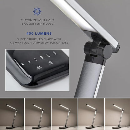 Adesso SL4903-02 Simplee Lennox LED Multi-Function Desk Lamp, Smart, 5 Color Temperature Modes, Improved Wellness and Circadian Rhythm, Dimmer Touch Switch, Reduced Eye Strain, 5ft, White - LeafyLoom