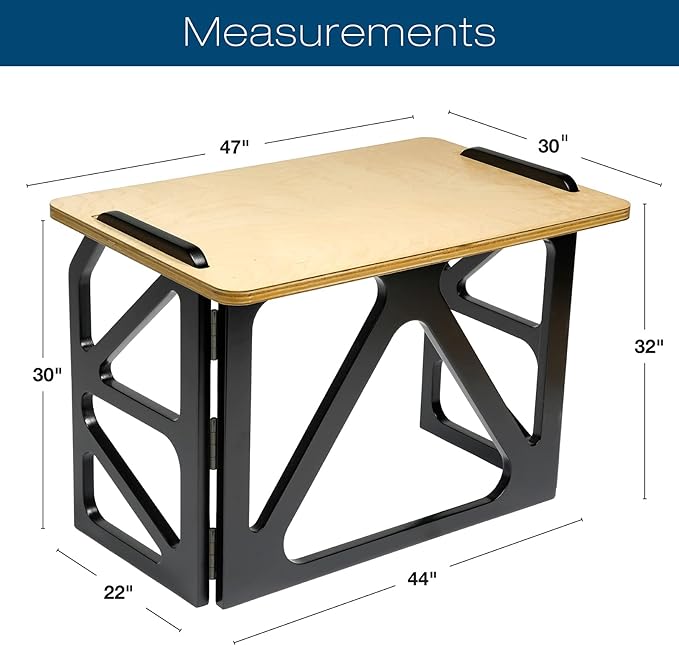 EXCELLO GLOBAL PRODUCTS Stow Away Desk with 30" x 47" Writing Surface: Perfect for Apartments, Dorms, Small Spaces and Work from Home (Natural & Black Finish) - LeafyLoom