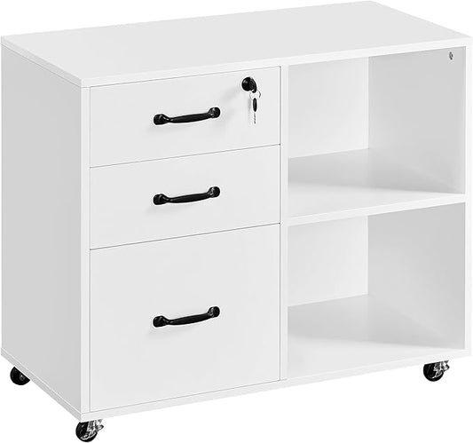 Yaheetech File Cabinet Mobile Letter Size File Organization Unit Mobile Lateral Filing Cabinet Printer Stand for Home and Office,White - LeafyLoom