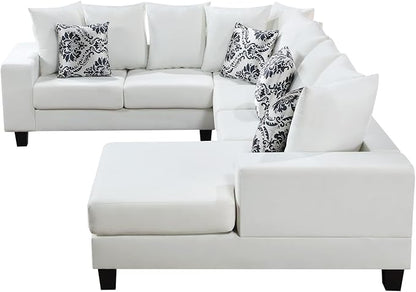 110" Modern U Shape Sectional Sofa, Velvet Corner Couch with Pillows, 6 Seat Sofa&Couch with Double Chaises for Living Room Furniture, Apartment, Office, Ushaped White - LeafyLoom