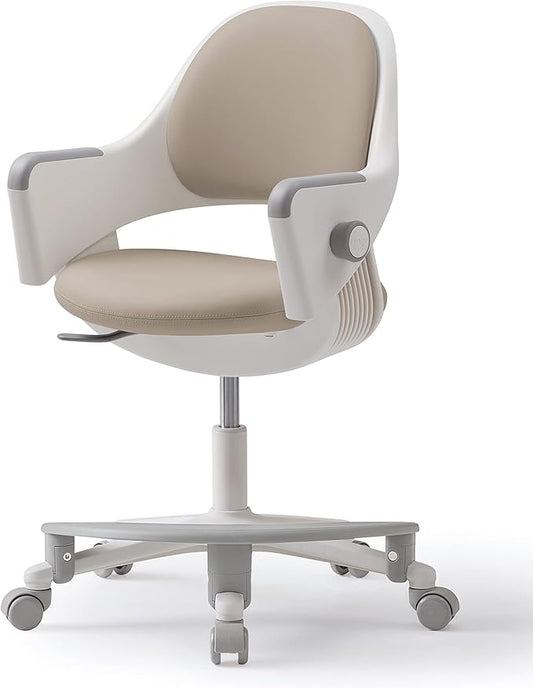 SIDIZ ringo Kids Desk Chair : Ergonomic Kids Chair with Footrest, 4-Step Growing Function, Adjustable Seat Height, Sit-Locking Casters, Swivel Type Kids Chair (Soy Milk Beige Chair) - LeafyLoom