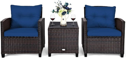 3 PCS Patio Furniture Set, OneSize, Navy - LeafyLoom